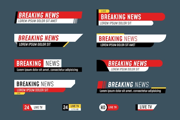 Vecteur gratuit breaking news banners style