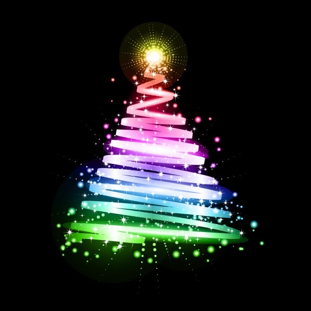 Vecteur gratuit brillant arbre de noël coloré