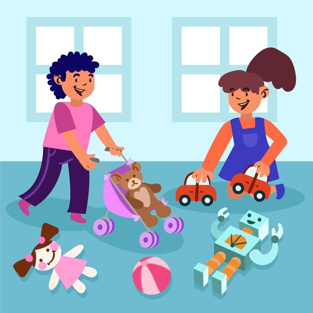 Briser le concept des normes de genre avec illustration de garçon et fille