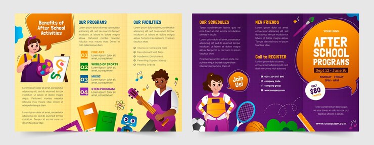Vecteur gratuit brochure sur les activités parascolaires gradient