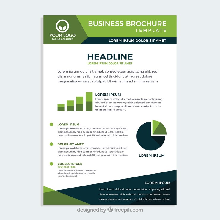 Vecteur gratuit brochure d&#39;affaires en format a5 avec un style plat