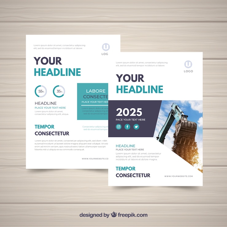 Vecteur gratuit brochure d'affaires en format a5 avec un style plat