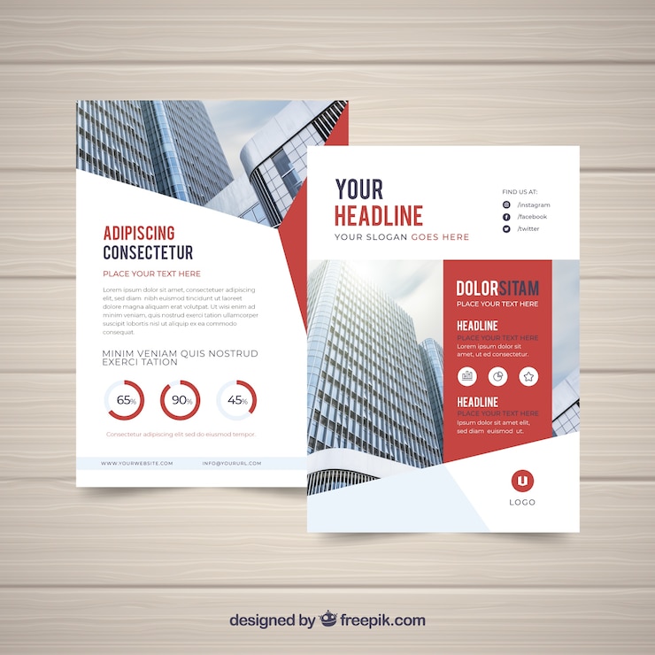 Vecteur gratuit brochure d'affaires en format a5 avec un style plat
