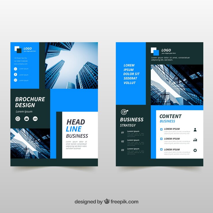 Vecteur gratuit brochure d'affaires en format a5 avec un style plat
