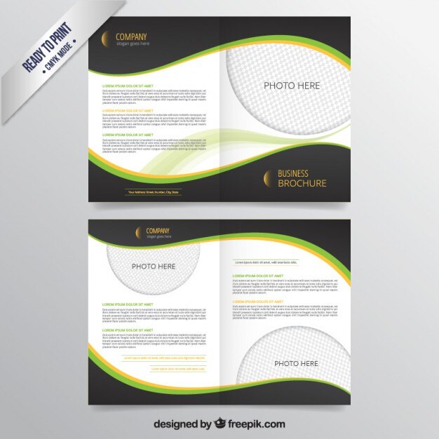 Vecteur gratuit brochure d&#39;affaires avec des vagues sombres