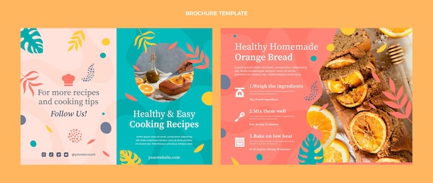 Vecteur gratuit brochure alimentaire design plat