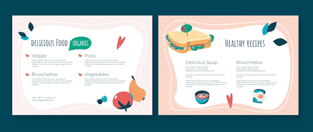 Vecteur gratuit brochure d'aliments biologiques design plat