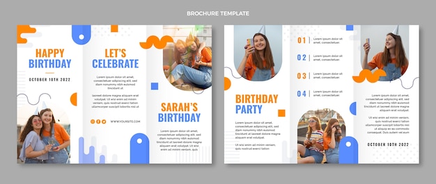 Vecteur gratuit brochure d'anniversaire minimal design plat