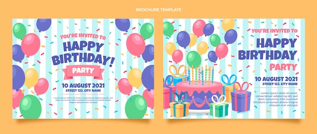 Vecteur gratuit brochure d'anniversaire plat minimal