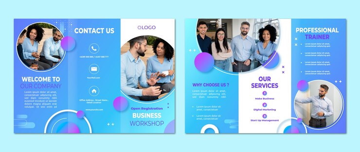 Vecteur gratuit brochure de l'atelier d'affaires dégradé
