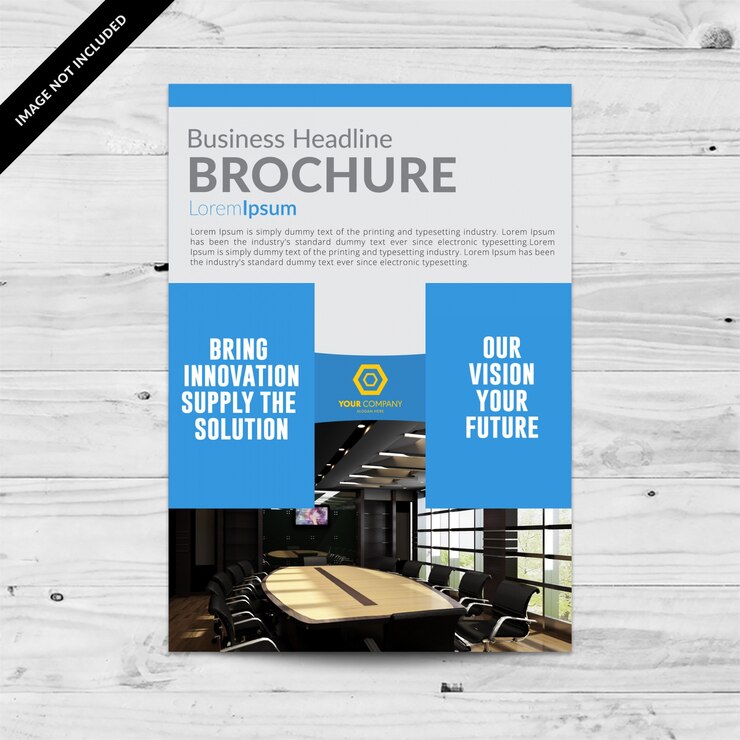 Vecteur gratuit brochure business grey avec détails bleus