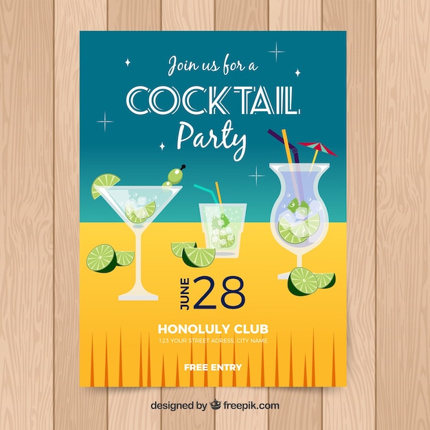 Vecteur gratuit brochure de cocktails en design plat