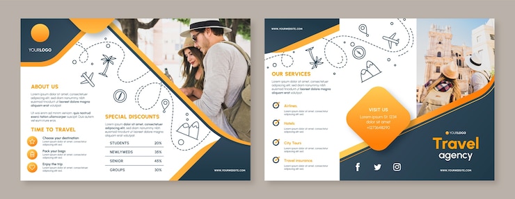 Vecteur gratuit brochure sur le concept de voyage dégradé