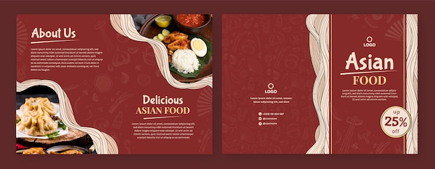 Vecteur gratuit brochure de cuisine asiatique dessinée à la main