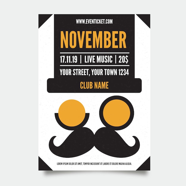 Vecteur gratuit brochure du parti movember