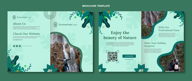 Vecteur gratuit brochure d'écotourisme design plat dessiné à la main