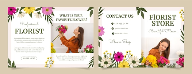 Brochure D'emploi De Fleuriste De Plantes Design Plat