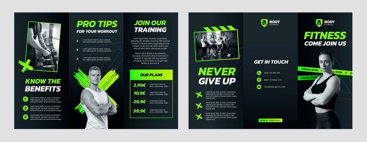Vecteur gratuit brochure d'entraînement de gymnastique au néon dégradé