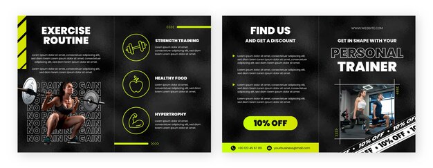 Brochure d'entraîneur personnel design plat