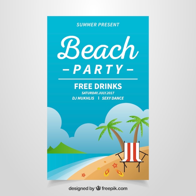 Vecteur gratuit brochure de fête de plage