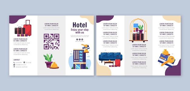 Vecteur gratuit brochure de l'hôtel dessiné à la main