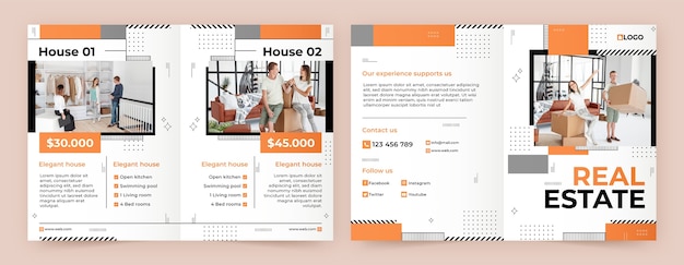 Vecteur gratuit brochure immobilière design plat