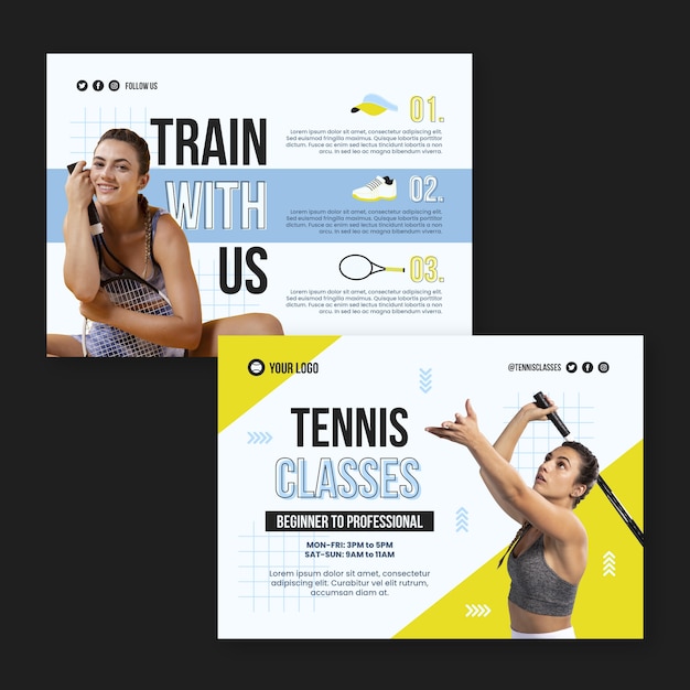 Vecteur gratuit brochure de jeu de tennis design plat