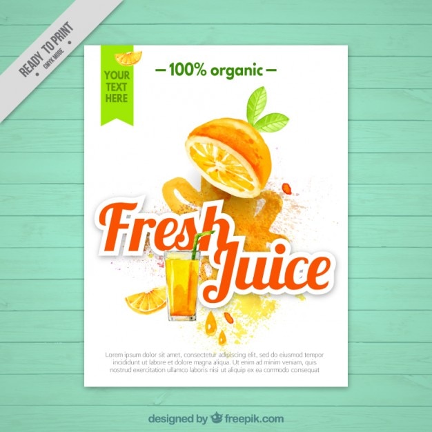 Vecteur gratuit brochure de jus d'orange en effet d'aquarelle