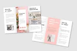 Vecteur gratuit brochure minimale à trois volets avec décor de maison