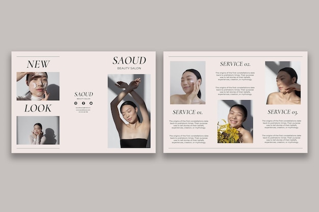 Vecteur gratuit brochure minimaliste du salon de beauté saoud