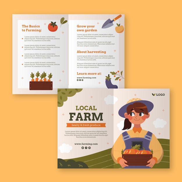 Vecteur gratuit brochure sur le mode de vie agricole dessiné à la main