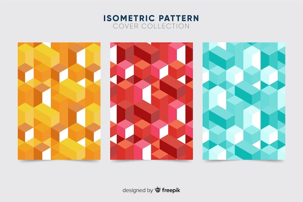 Vecteur gratuit brochure de motif coloré isométrique