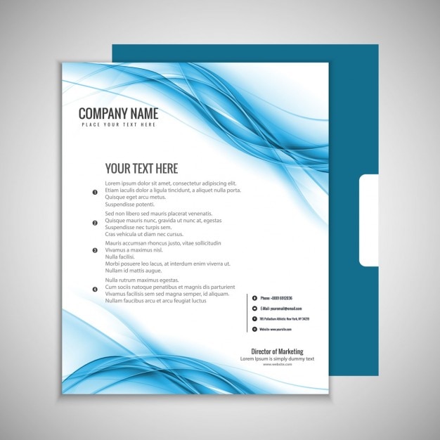 Vecteur gratuit brochure ondulée bleu