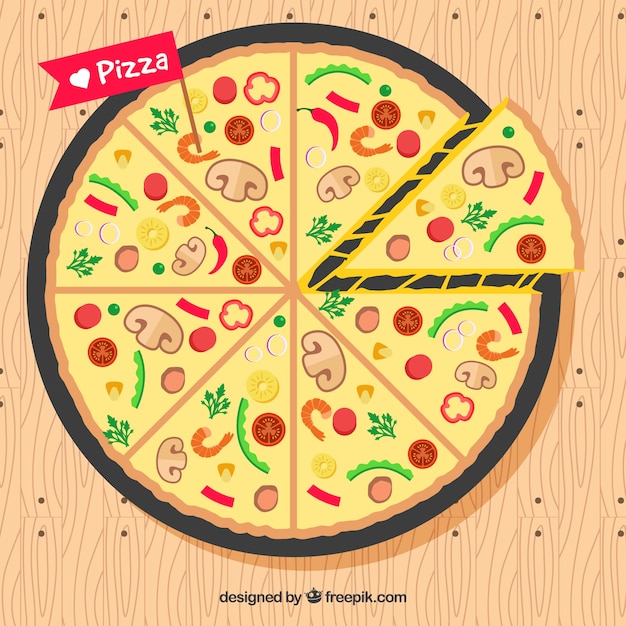 Vecteur gratuit brochure pizza dans un design plat avec des ingrédients