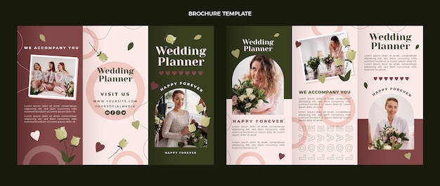 Vecteur gratuit brochure de planificateur de mariage design plat