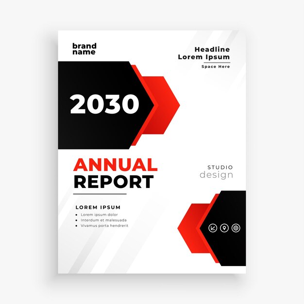 brochure rouge et noire du rapport annuel pour l'impression de magazines ou de catalogues