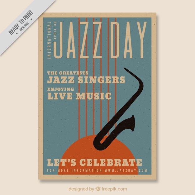 Brochure De Saxophone Retro Pour Le Jour De Jazz