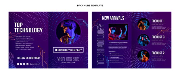 Vecteur gratuit brochure sur la technologie des demi-teintes dégradées