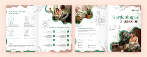 Vecteur gratuit brochure de travaux de jardinage dessinés à la main