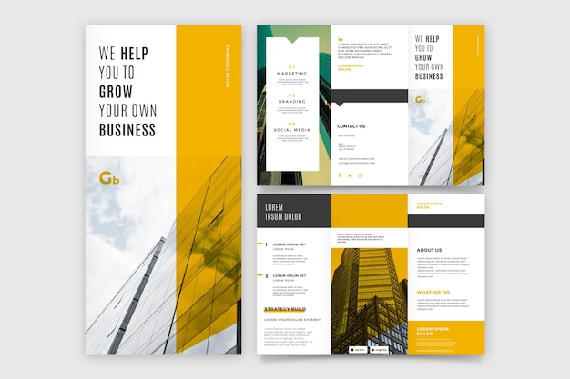 Vecteur gratuit brochure à trois volets pour développer votre propre entreprise