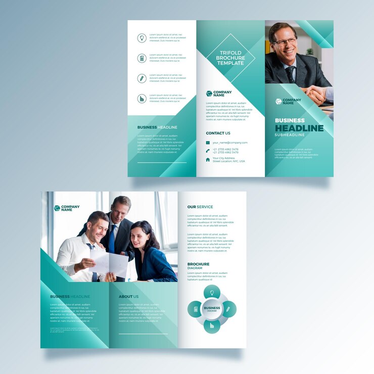 Vecteur gratuit brochure à trois volets de style abstrait
