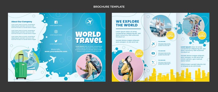 Vecteur gratuit brochure de voyage design plat