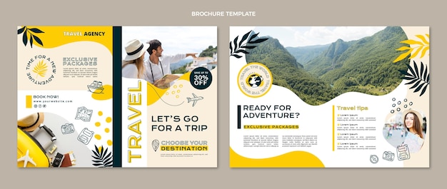 Brochure de voyage de style plat
