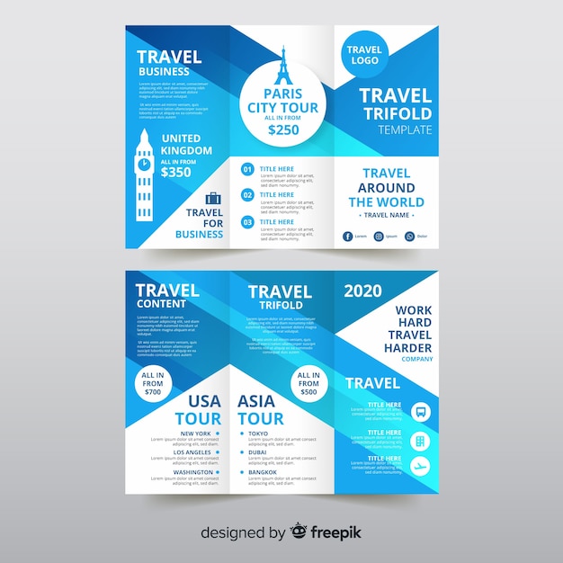 Vecteur gratuit brochure de voyage à trois volets