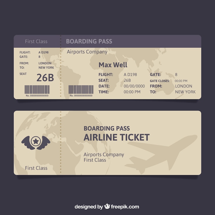 Vecteur gratuit brown et carte d'embarquement bleu