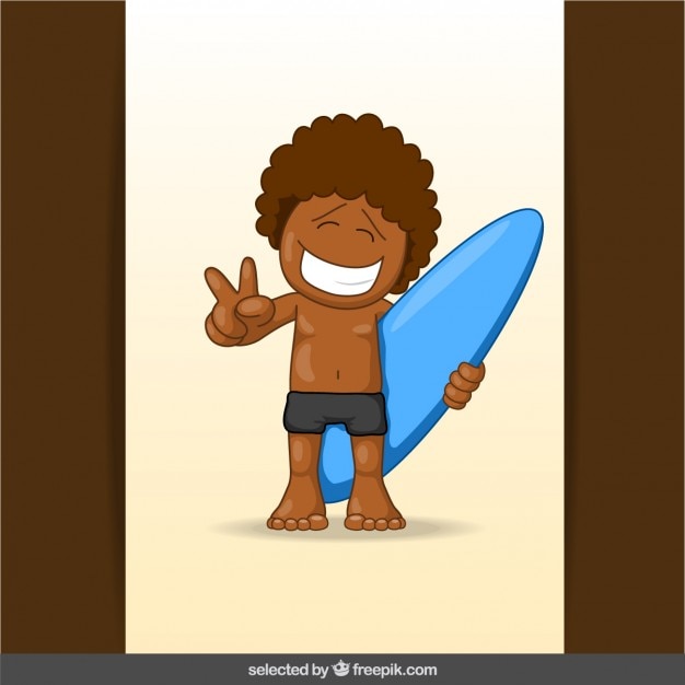 Brown Cartoon Surfeur