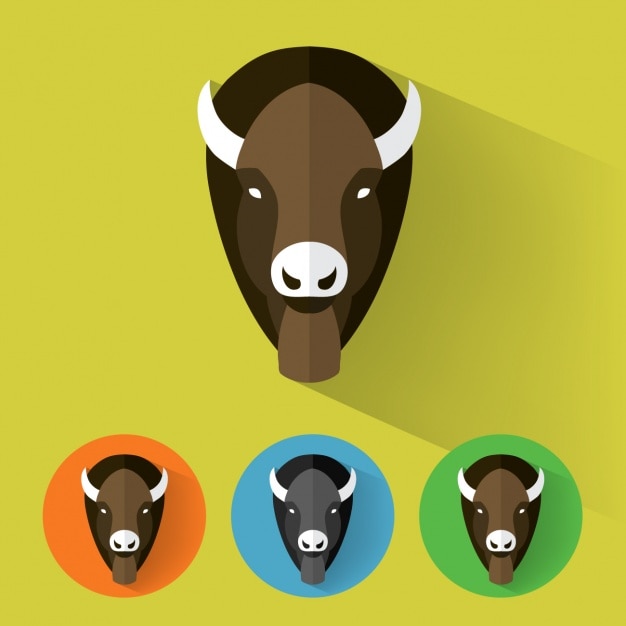 Vecteur gratuit buffalo icônes collection