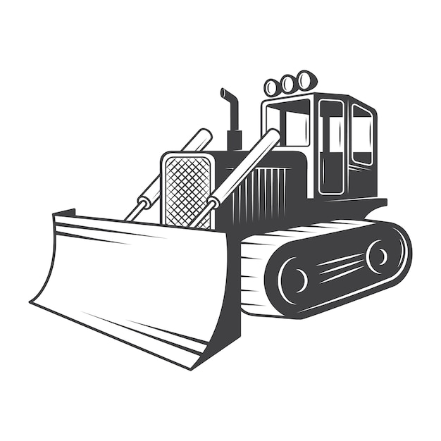 Vecteur gratuit de bulldozer. noir et blanc