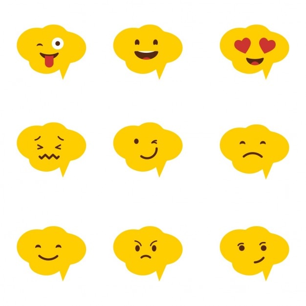 Vecteur gratuit bulle callout mignon emoji icon set