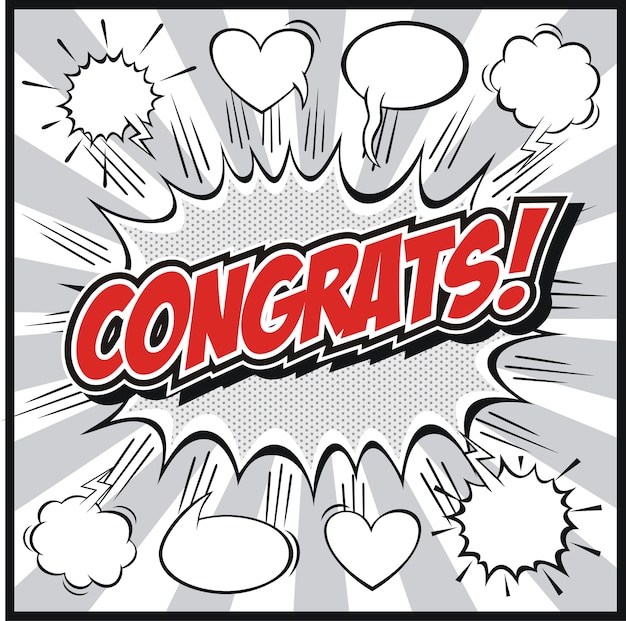 Bulle De Dialogue Avec Congrats Mots Symboles Retro Bandes Dessinees Vecteur Premium Bulle De Dialogue Avec Congrats Mots Symboles Retro Bandes Dessinees Vecteur Premium